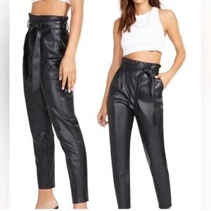 BB Dakota Pants Black Vegan Leather Paper Bag- size 2 NWT